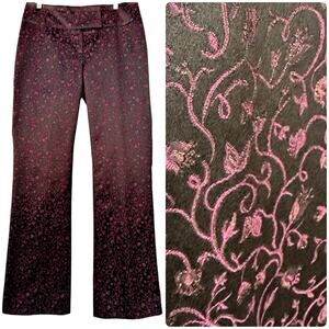 Vintage ABS Evening Dress pants Women's 12 black Brocade floral whimsigoth goth
